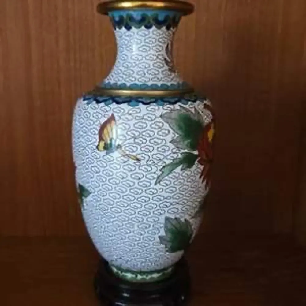 Chinese cloisonné enamel on brass vase